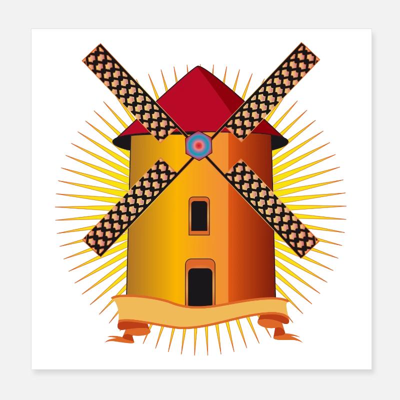 moulin à vent doré avec un fond brillant Poster 20 x 20 cm