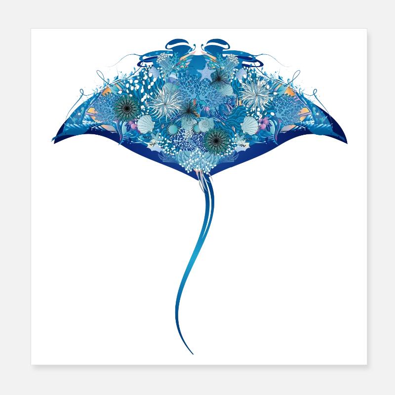 fascinating manta rays made of corals & shells Poster 8" x 8" (20x20 cm)