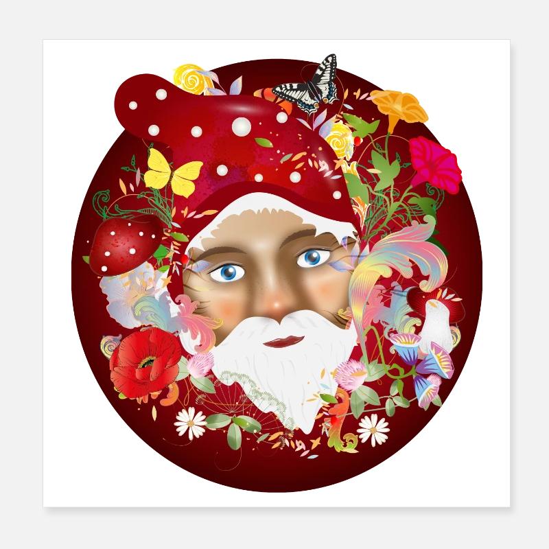 Die bunte und blühende Welt der Gartenzwerge Poster 20x20 cm