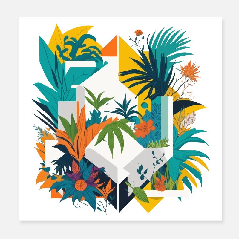 Geometric Jungle Poster 8" x 8" (20x20 cm)