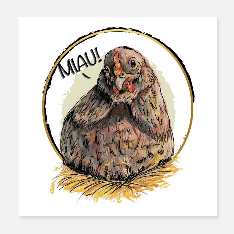 Meowing Easter Chicken Poster 8" x 8" (20x20 cm)