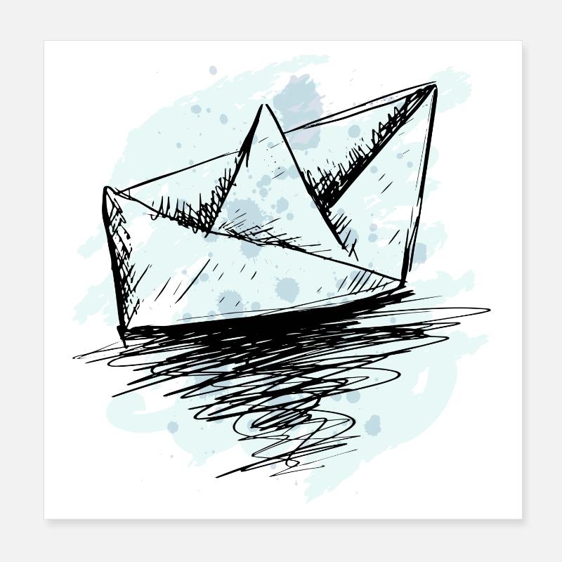 Teal Splash Origami-Boot Poster 20x20 cm