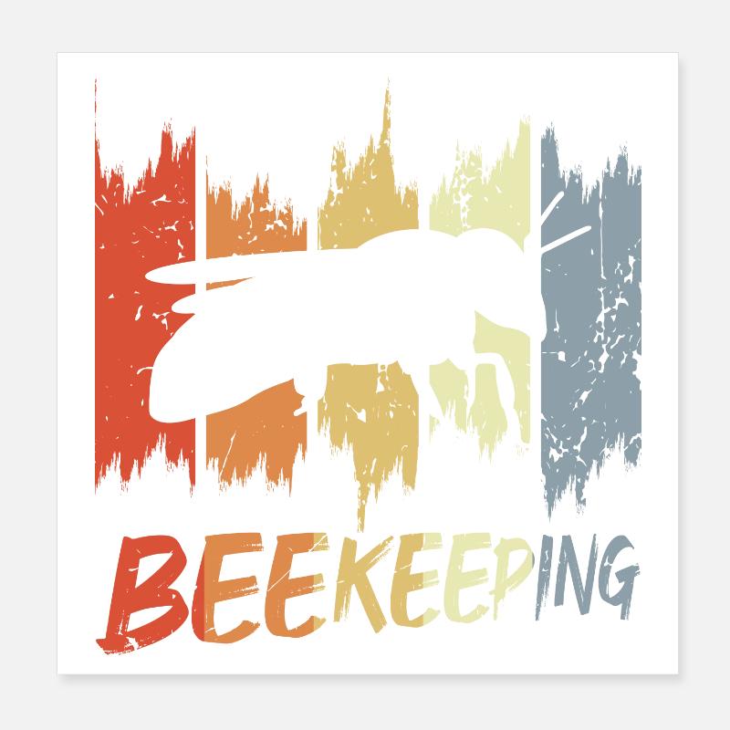 Vintage Beekeeping Poster 8" x 8" (20x20 cm)