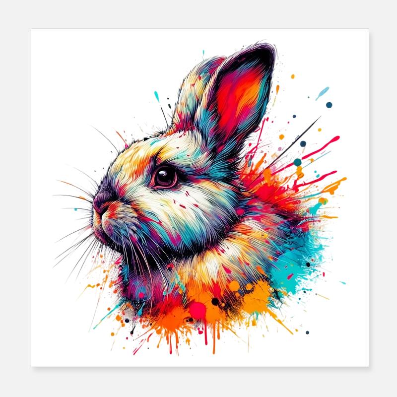 Rabbit Poster 8" x 8" (20x20 cm)