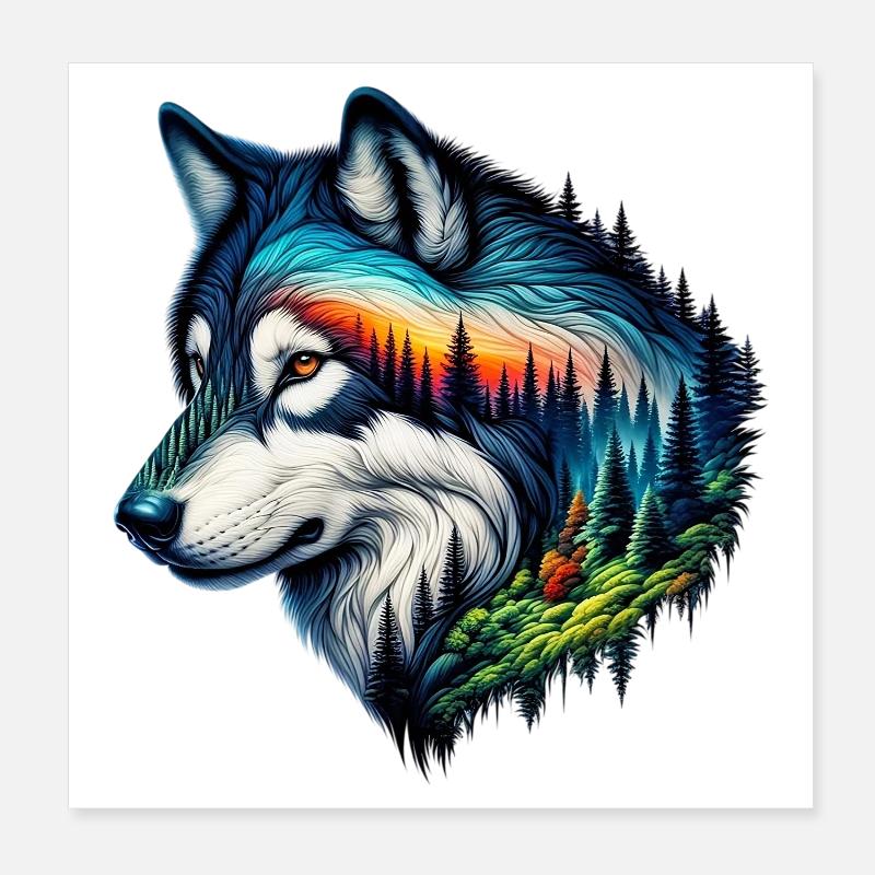 Wolf Poster 20x20 cm