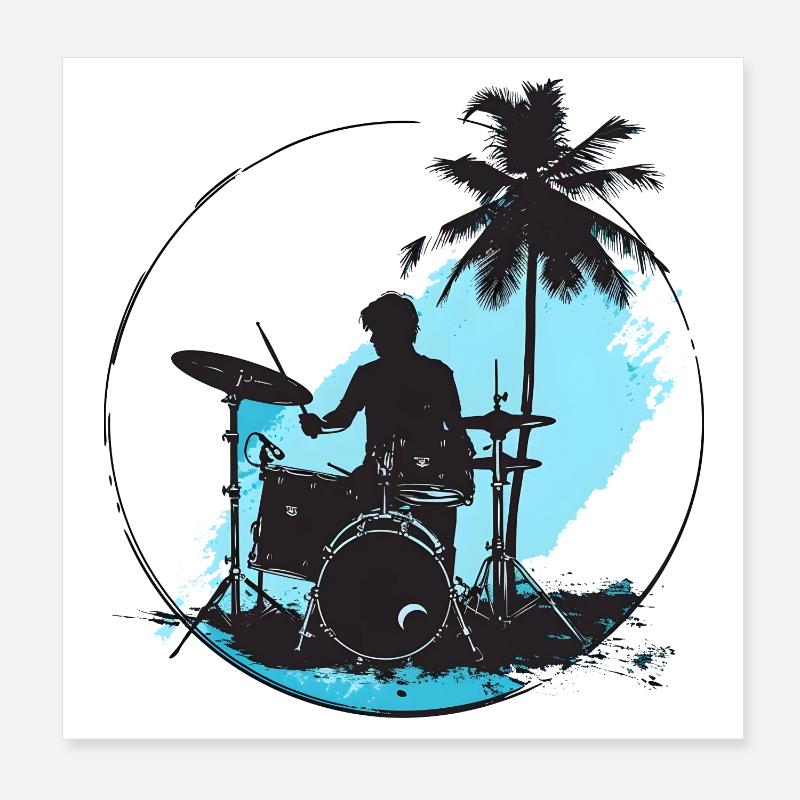Dessin de batteur Poster 20 x 20 cm