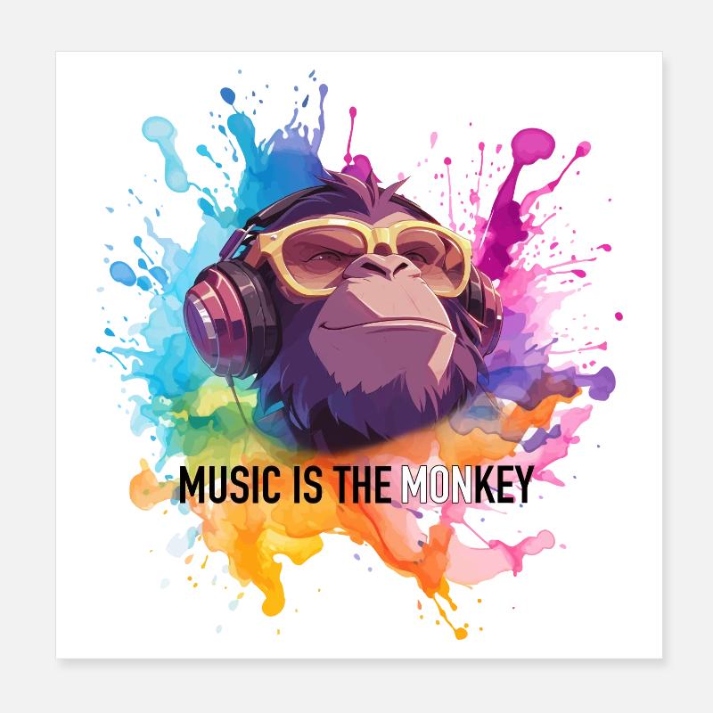 Music is the monkey pun Poster 8" x 8" (20x20 cm)