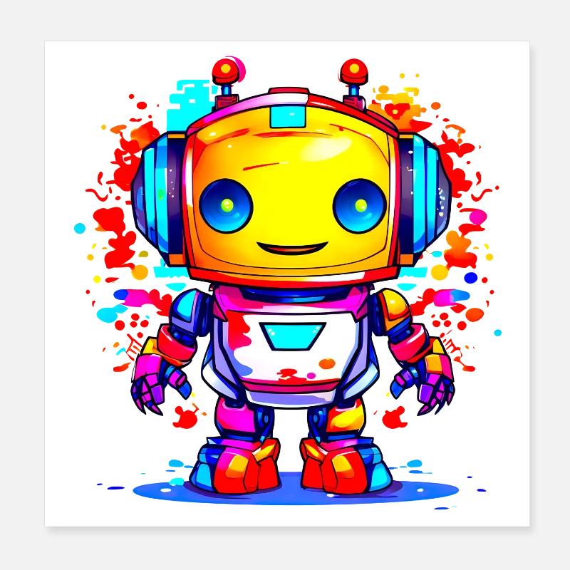 A Cute Robot Poster 8" x 8" (20x20 cm)