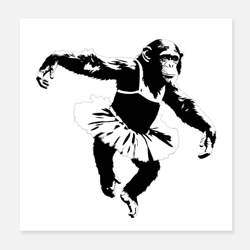 Chimpanzé dansant Poster 20 x 20 cm