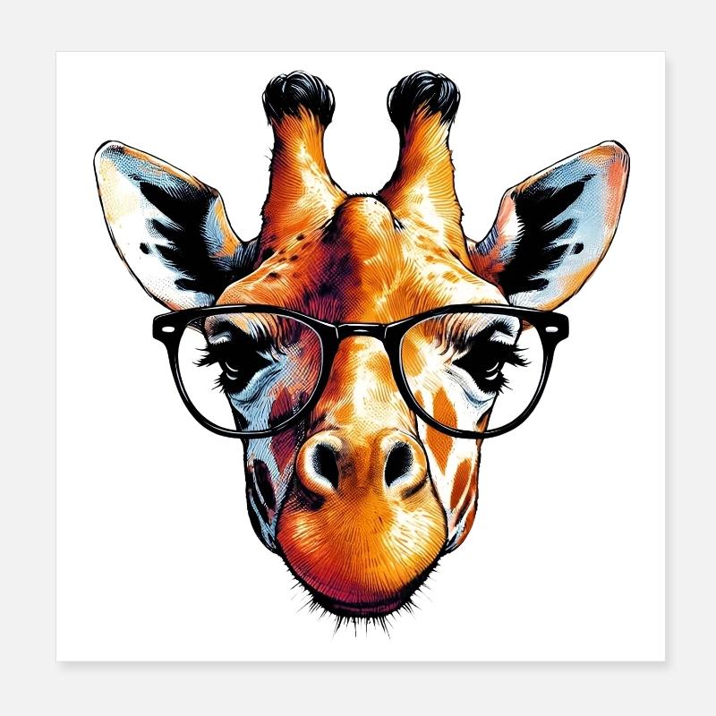 Girafe à lunettes Poster 20 x 20 cm