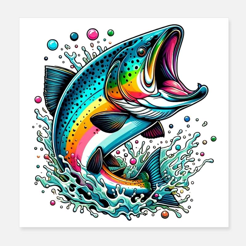 Lachs Poster 20x20 cm