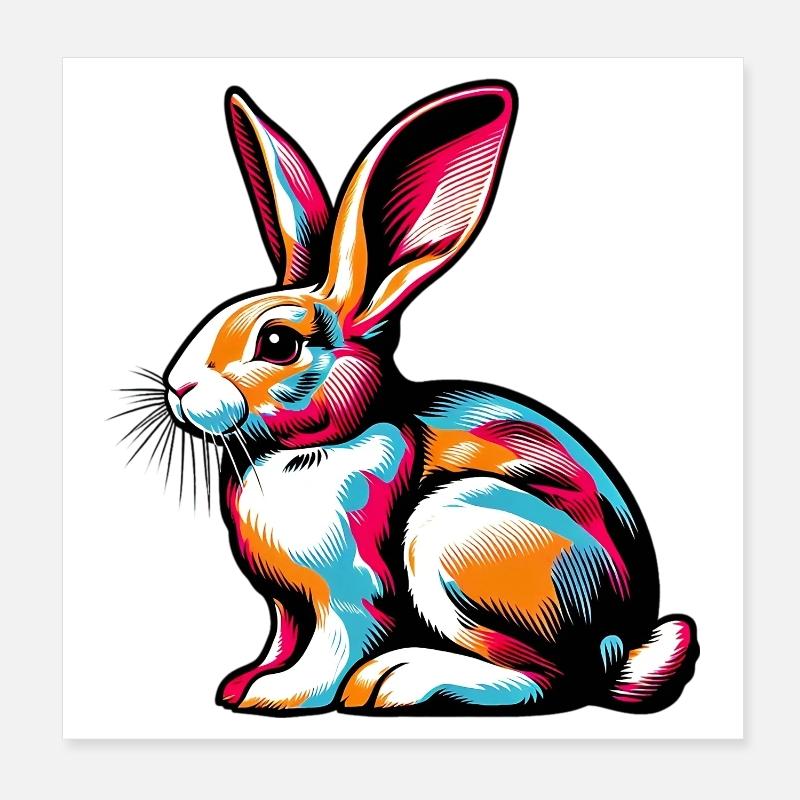 Rabbit Poster 8" x 8" (20x20 cm)