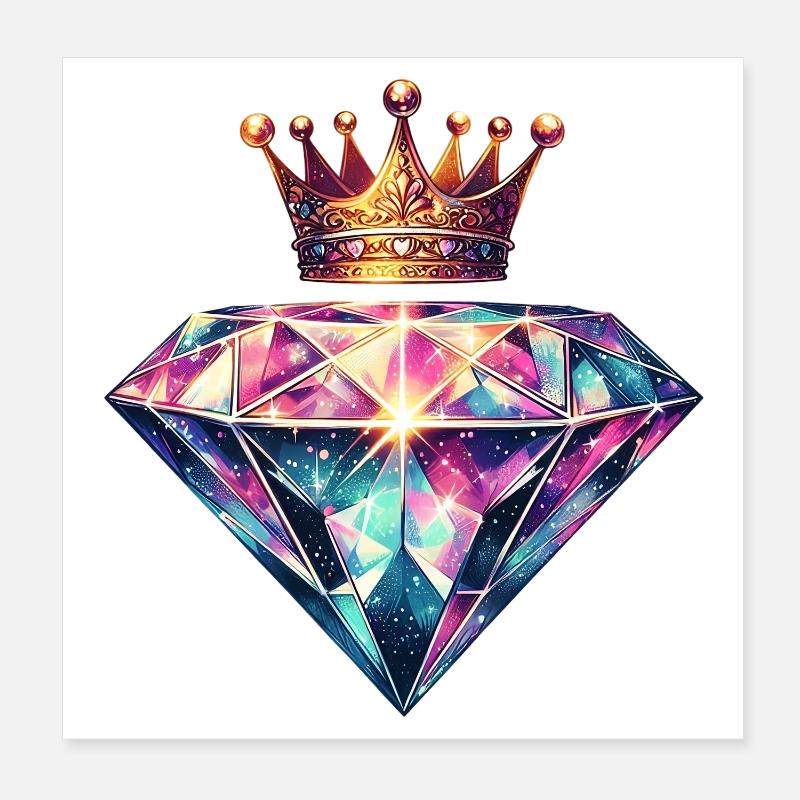 Diamant und Krone Poster 20x20 cm