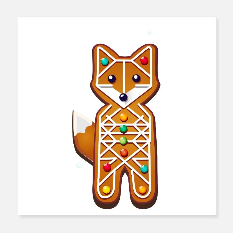 Fox in Gingerbread Style – Creative Christmas Motif Poster 8" x 8" (20x20 cm)
