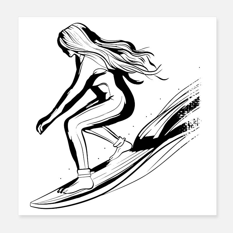 Surfer Mädchen Poster 20x20 cm