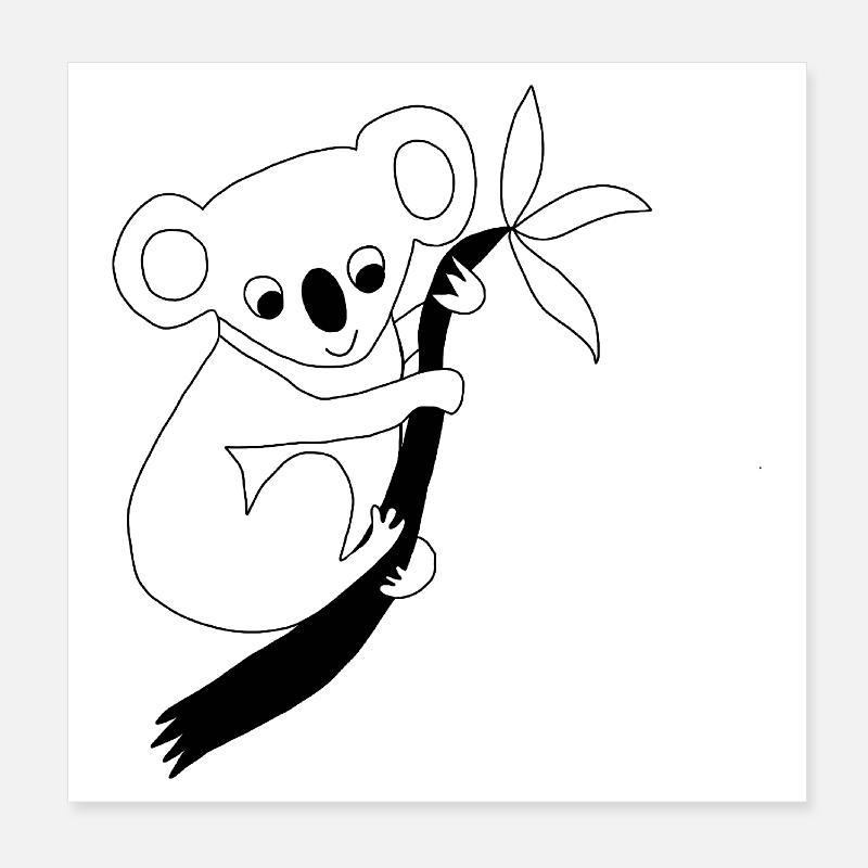 Koala - Graphique en noir et blanc Poster 20 x 20 cm