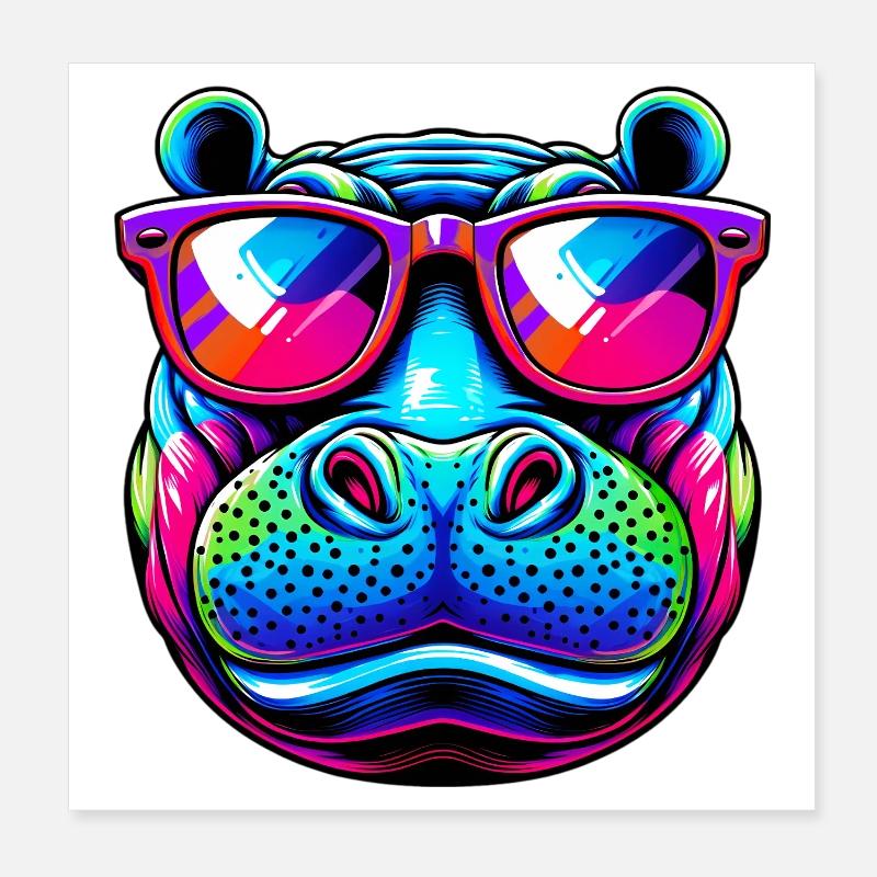 Hippopotamus Poster 8" x 8" (20x20 cm)