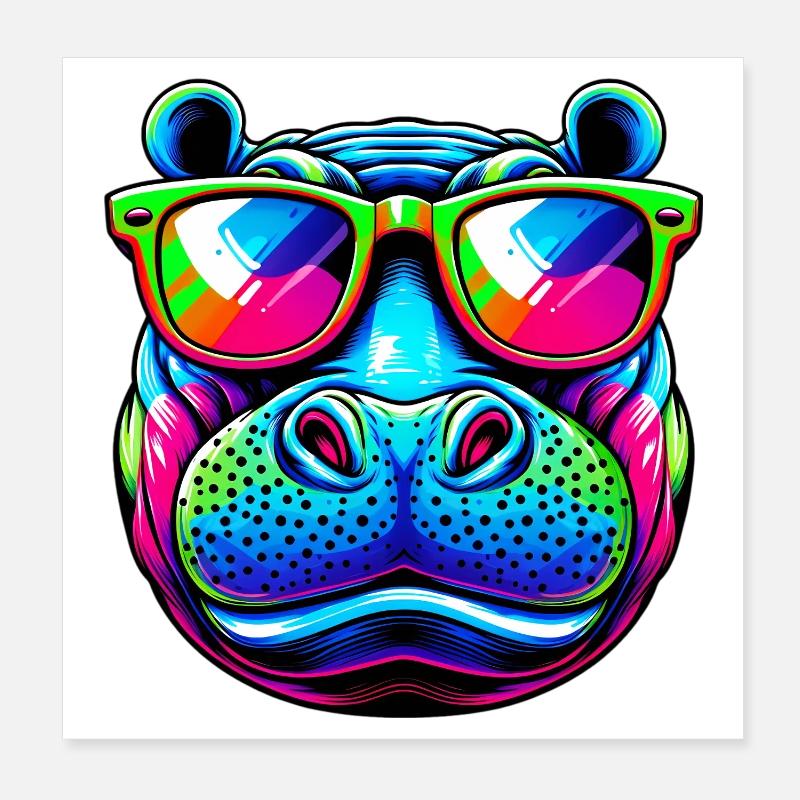 Hippopotame Poster 20 x 20 cm