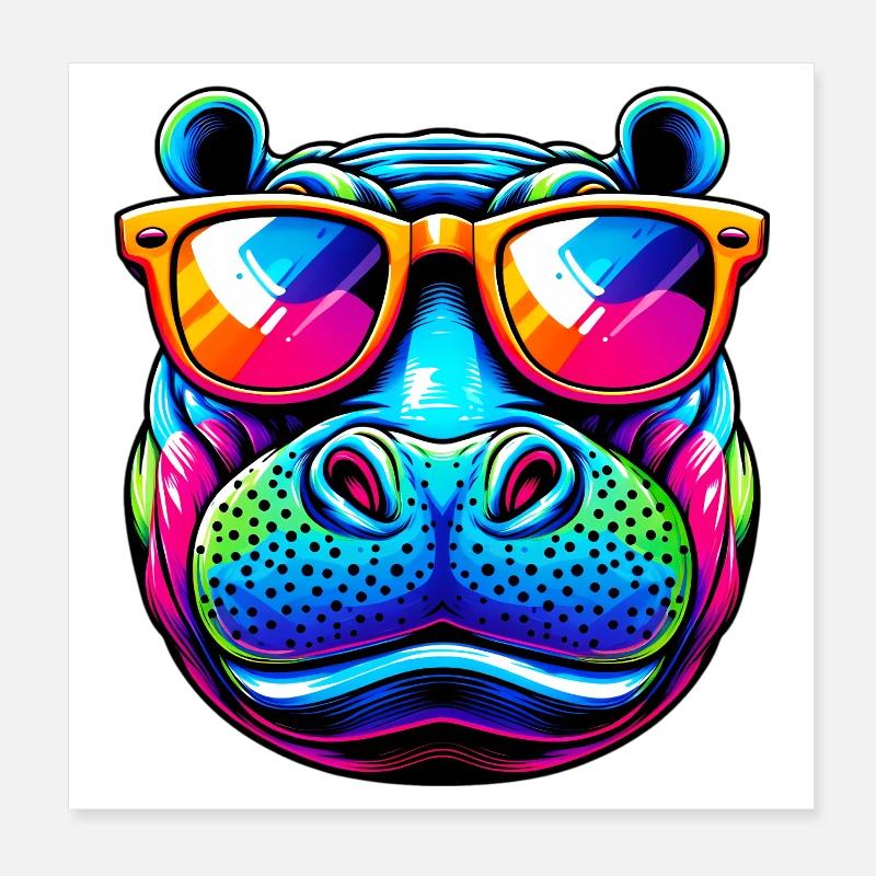 Nilpferd Poster 20x20 cm