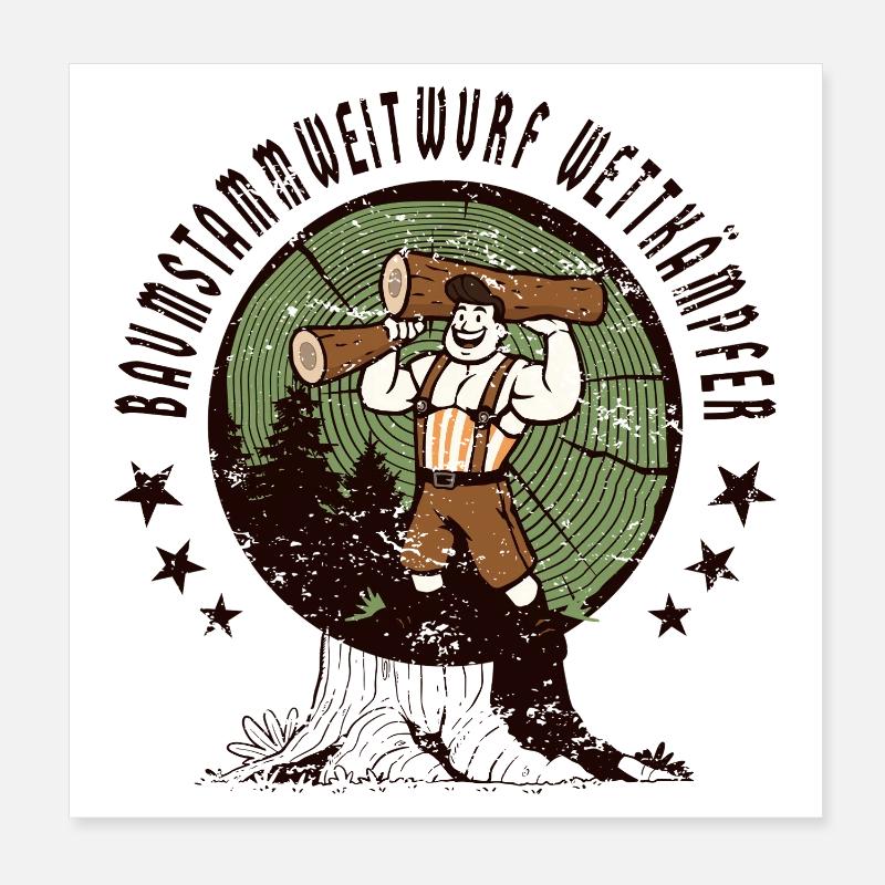 Baumstammweitwurf Wettkämpfer Poster 20x20 cm