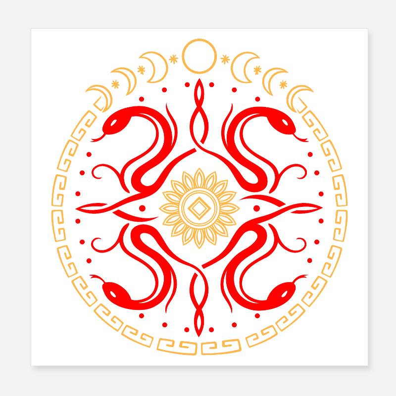 Schlangen Rad mit Mondphasen Poster 20x20 cm