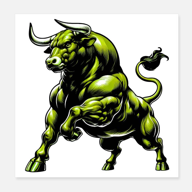 Bull Poster 8" x 8" (20x20 cm)