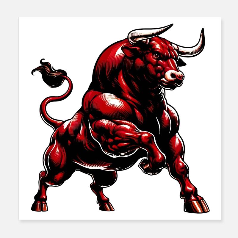 Bull Poster 8" x 8" (20x20 cm)