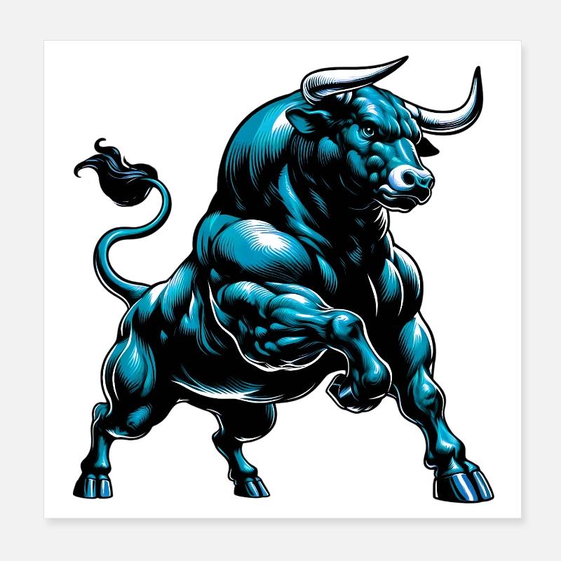 Bull Poster 8" x 8" (20x20 cm)