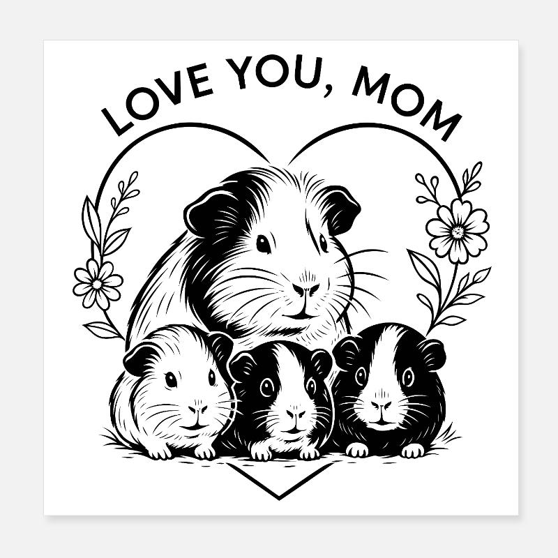 Meerschweinchen Mama Muttertag Geschenkidee Poster 20x20 cm