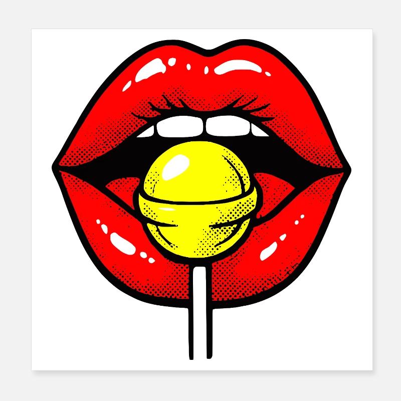 Lollipop Lips Poster 8" x 8" (20x20 cm)
