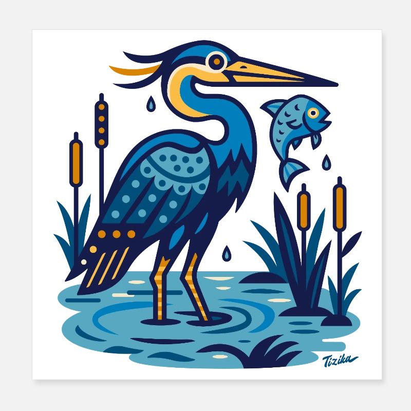 Héron cendré Poster 20 x 20 cm