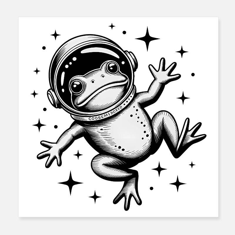 Frog in Space - Cool Astonomy Logo Poster 8" x 8" (20x20 cm)