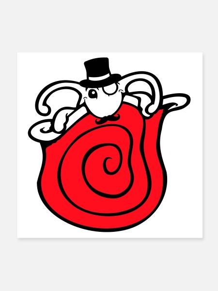 Mr Snail Sir Cylinder Monocle Rich Wealthy - Poster 8" x 8" (20x20 cm) - white - Front
