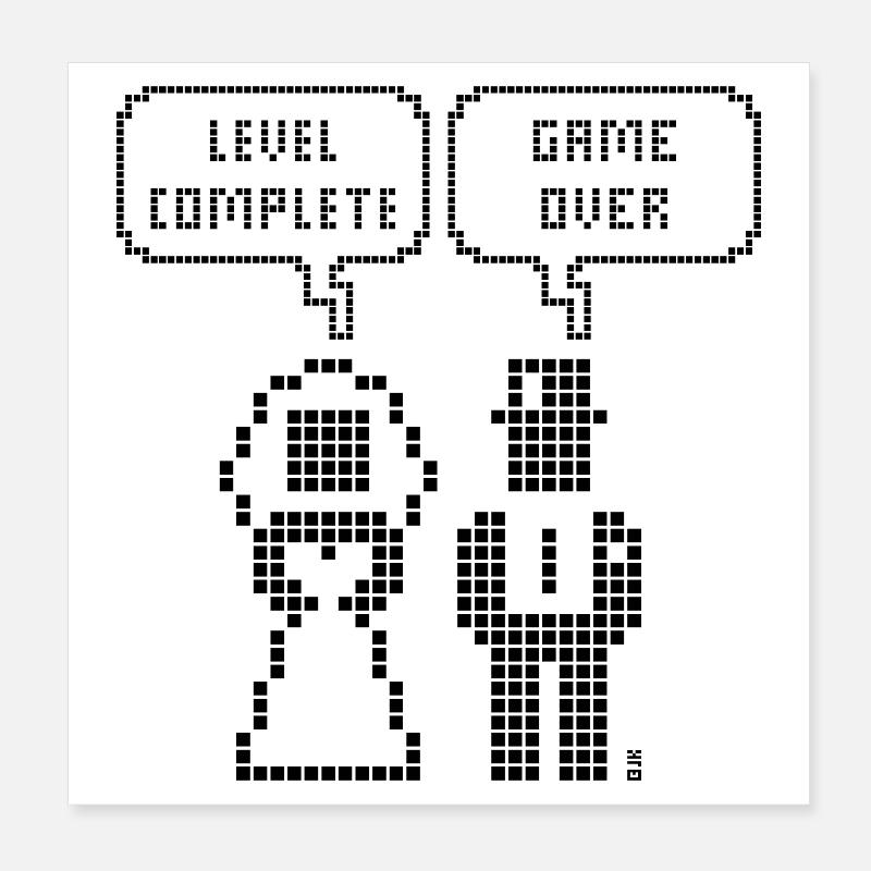 Level Complete – Game Over (Hochzeit JGA Pixel B) Poster 20x20 cm