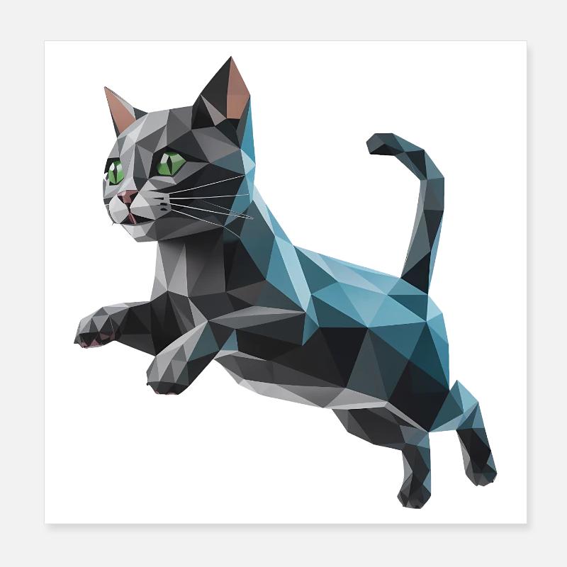 Kitten - Cool Low Poly Logo Poster 8" x 8" (20x20 cm)