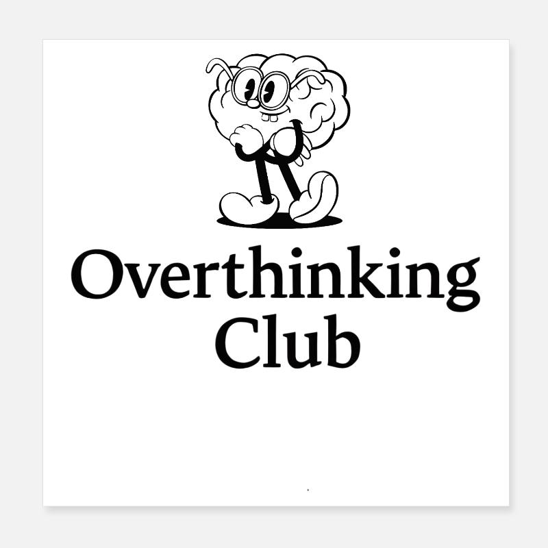 Overthinking Club Retro Comic Design Poster 20x20 cm
