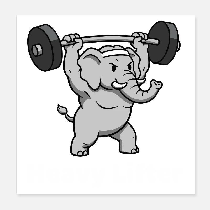 Heavy Lifter Elefant Krafttraining Poster 20x20 cm