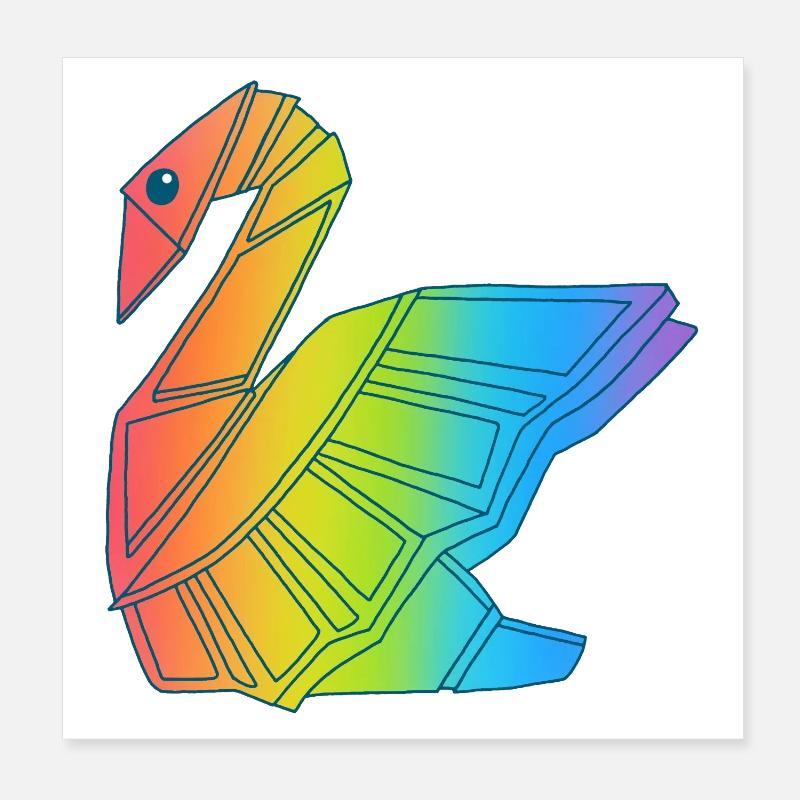 Regenbogen-Schwan Poster 20x20 cm
