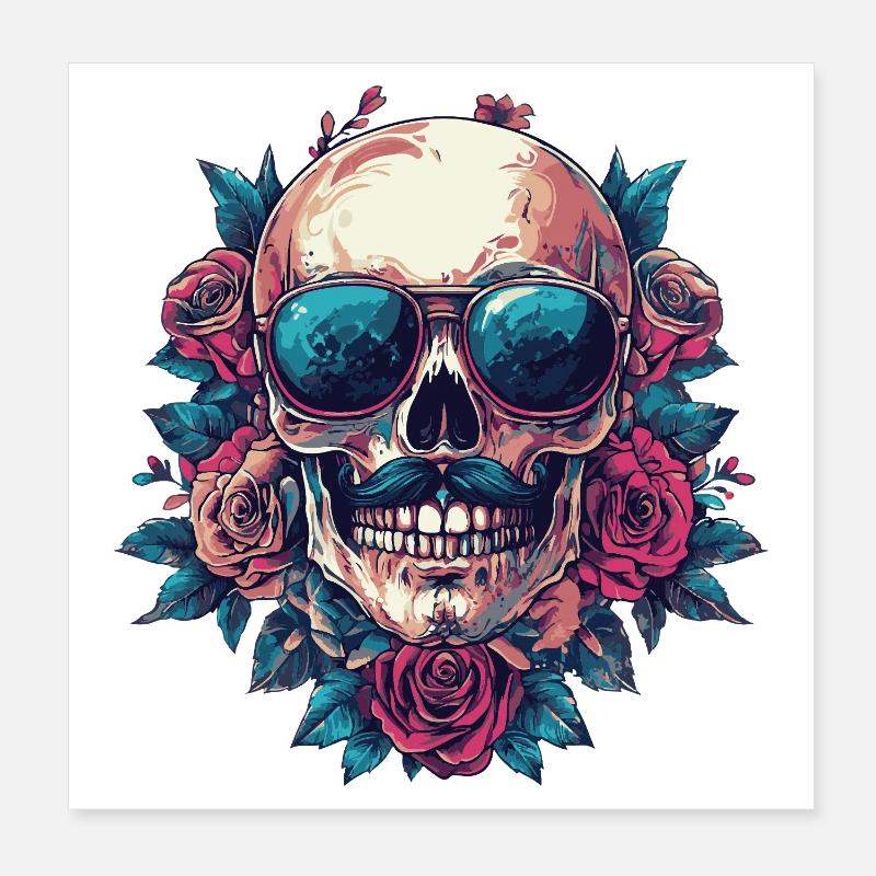 Skeleton Colorful Poster 8" x 8" (20x20 cm)