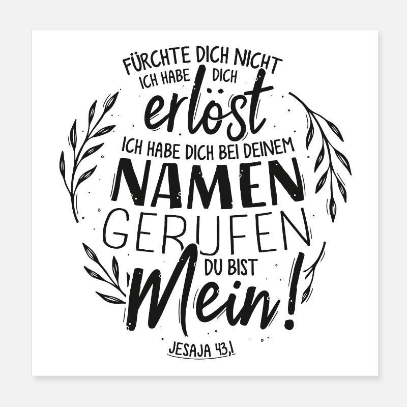 Appelé par ton nom - Lettrage de versets bibliques Poster 20 x 20 cm