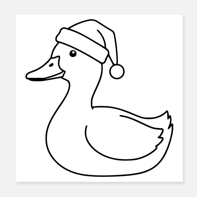 Weihnachtsente Line Art Poster 20x20 cm