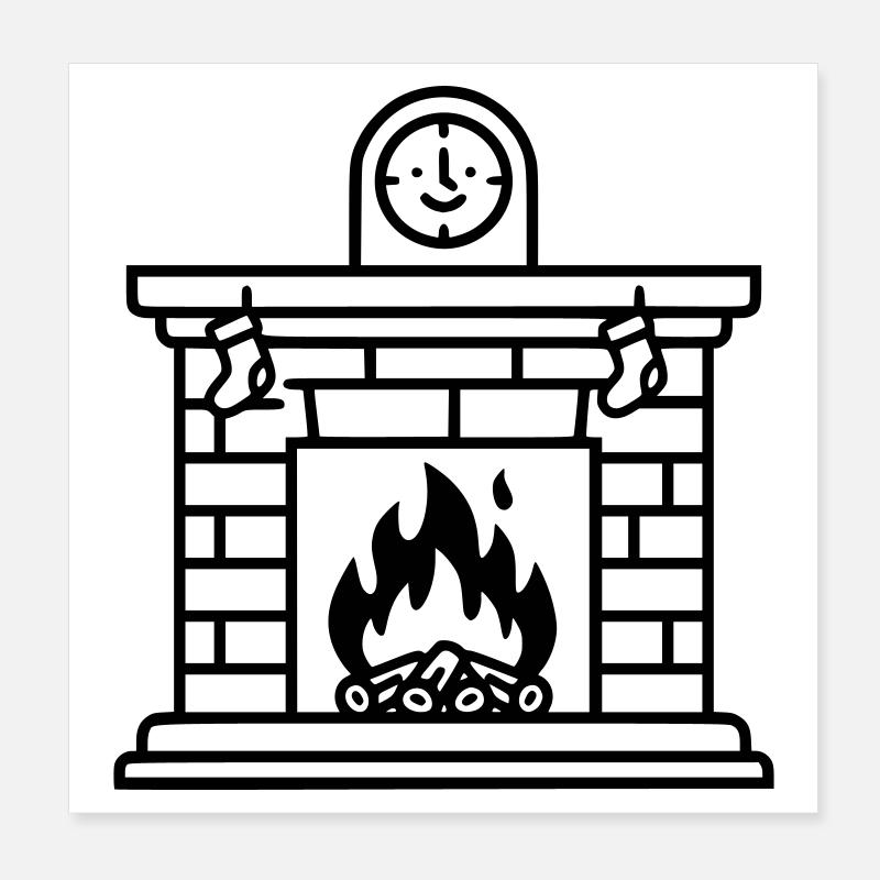 Gemütlicher Weihnachtskamin mit Feuer Poster 20x20 cm