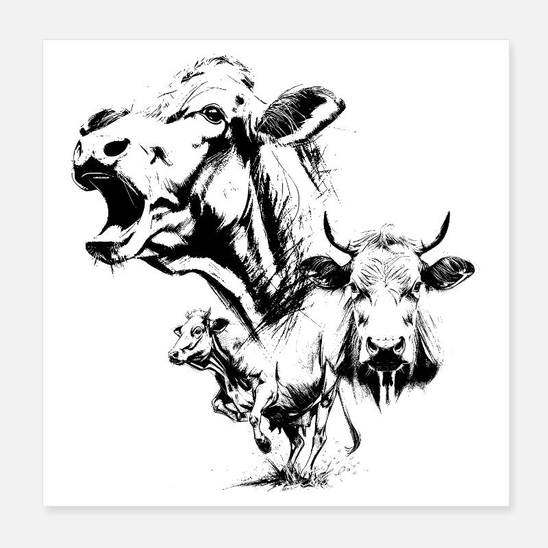 Die drei Kühe Poster 20x20 cm
