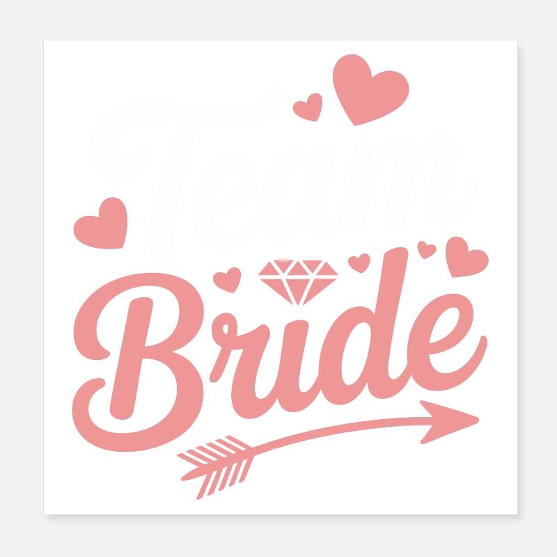 Équipe de la mariée Douche nuptiale Coeur Diamant Poster 20 x 20 cm