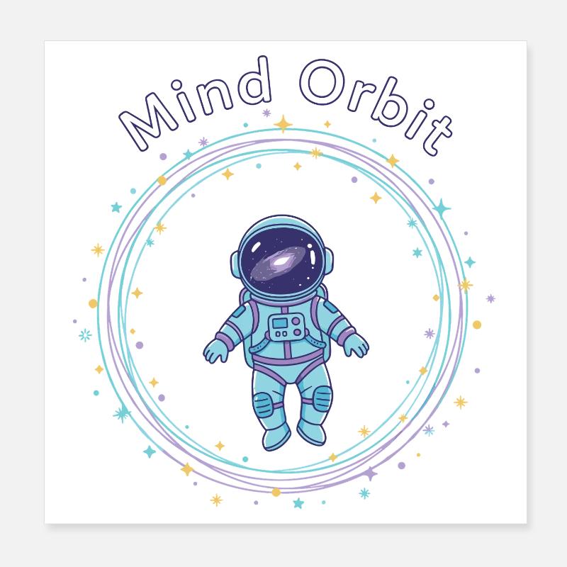 Astronaute en orbite de pensée Poster 20 x 20 cm