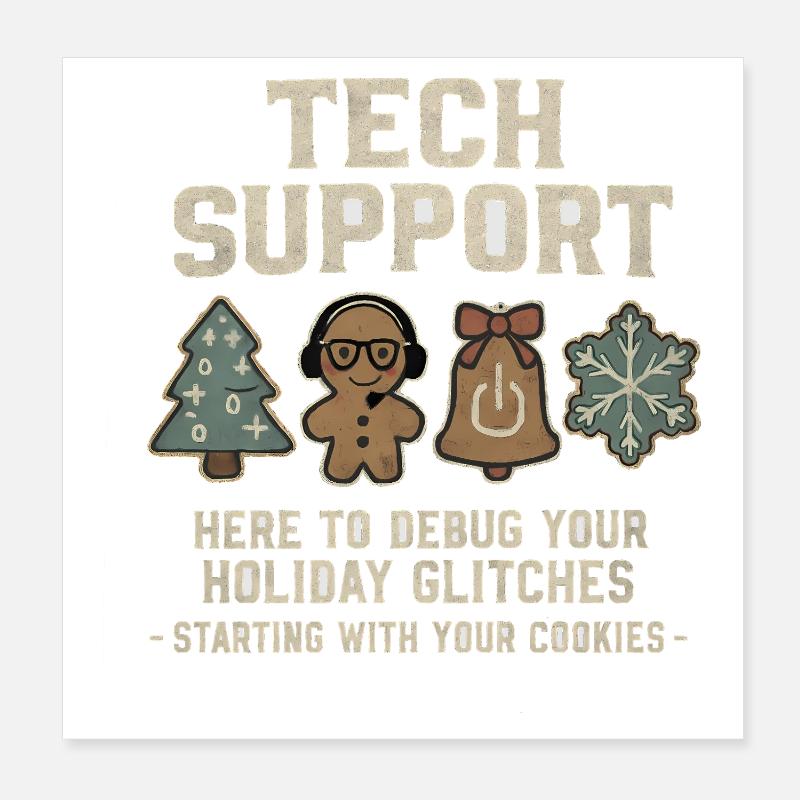 Tech Support Ugly Christmas Sweater Informatiker Poster 20x20 cm