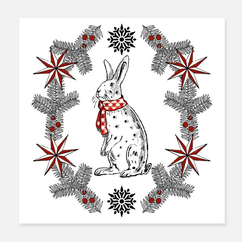 Un lapin d’hiver dans un cadre festif Poster 20 x 20 cm