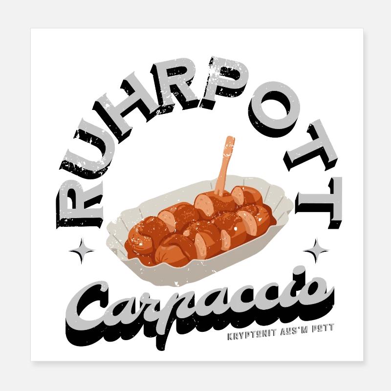 Ruhrpott Carpaccio Currywurst Poster 8" x 8" (20x20 cm)
