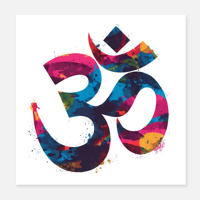 Symbole Om coloré dans le style graffiti Poster 20 x 20 cm