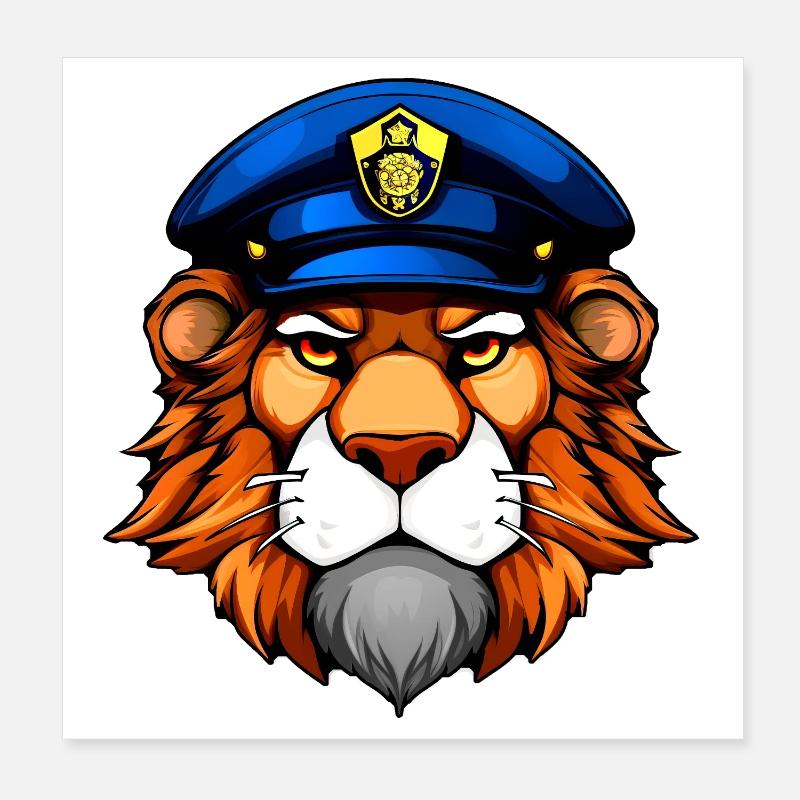 Police Löwe Poster 20 x 20 cm